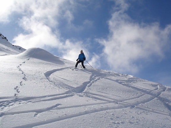 lumi, talvi, hill, sport, mountain, kylmä, jää, hiihtäjä, extreme, taivas