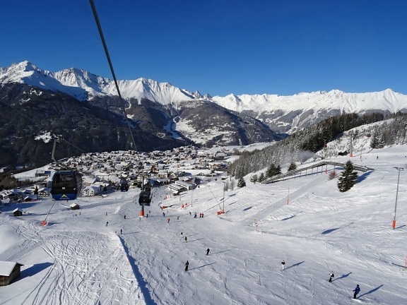 nieve, invierno, luz natural, esquiador, esquí, montaña, esquiador, frío, snowboard, deporte