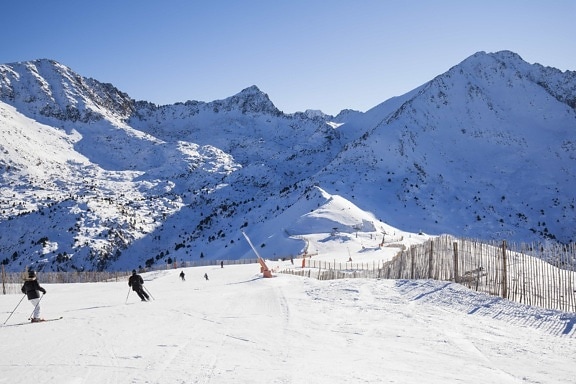 snijeg, planine, skijanje, sport, plavo nebo, zima, hladno, skijaš, led, krajolik