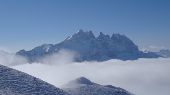sne, opstigningen, ridge, højde, bjerg, landskab, glacier, ice, sky, vinter