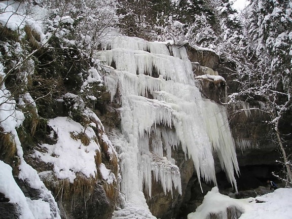 snow, cold, winter, ice, landscape, frost, water, nature, waterfall