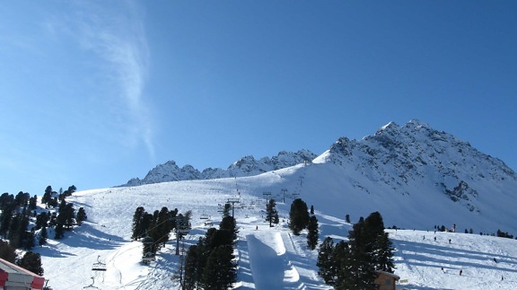 Ridge, tengerszint feletti magasság, hó, tél, hegyi, hideg, táj, jég, kék ég, szabadtéri