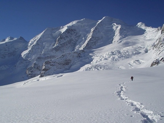 snow, winter, mountain, hill, cold, ice, skier, glacier, landscape