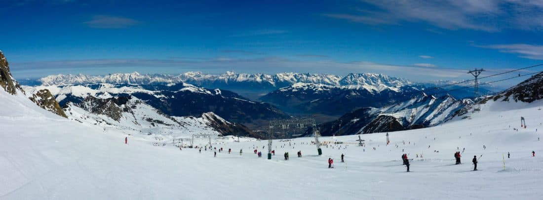salju musim dingin, gunung, langit biru, panorama, dingin, olahraga, pemain Ski, es, lansekap