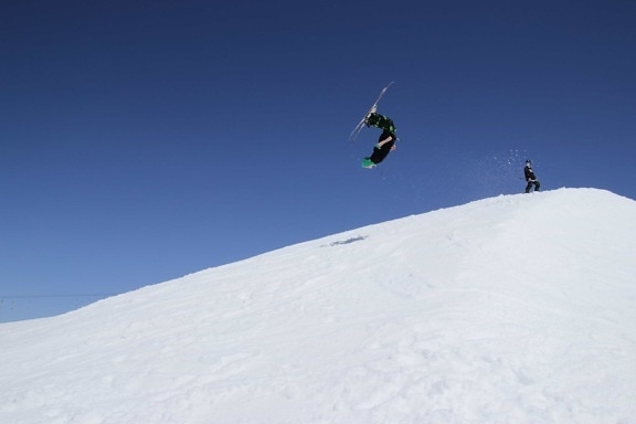 jump, sport, hill, adventure, snow, winter, mountain, cold, skier, snowboard, adventure