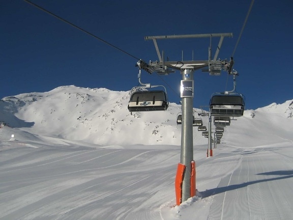 snow, winter, cold, mountain, ice, skier, chairlift, conveyance