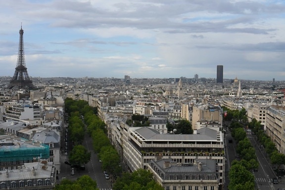 mesto, architektúra, modrá obloha, Francúzsko, Paríž, panorámu mesta, letecký, štruktúra