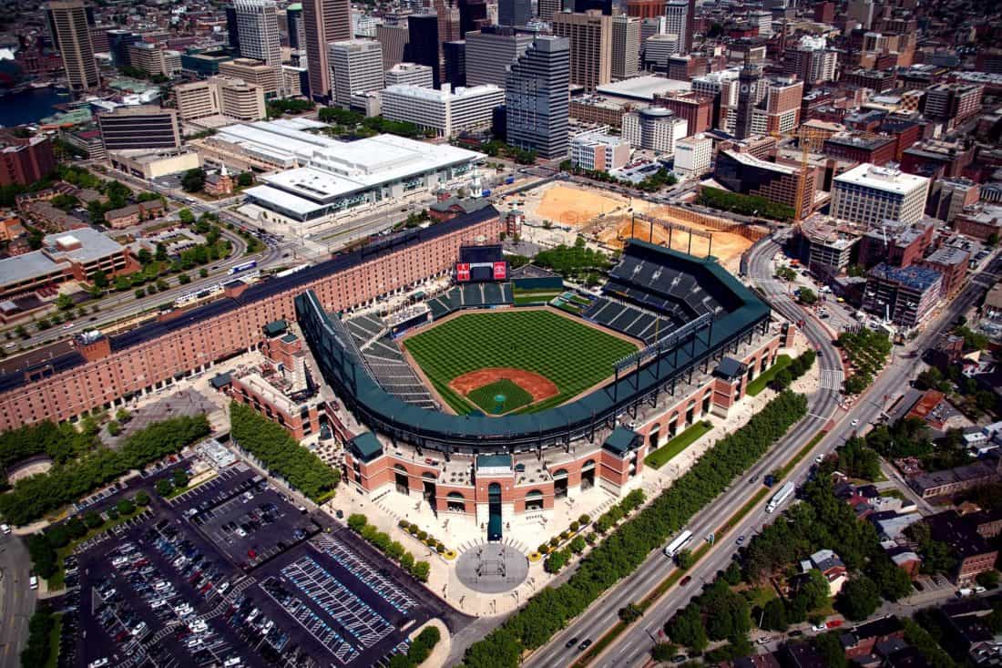 City, baseball stadium, urbane, landemerke, sentrum, struktur