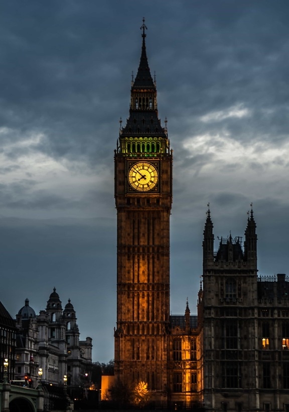 óra, épület, Londonban, éjszaka, építészet, Parlament, torony, city, landmark