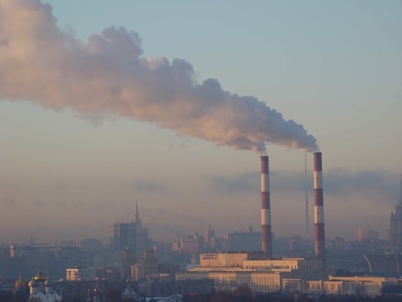 rök, föroreningar, smog, sky, torn, kondens, industri