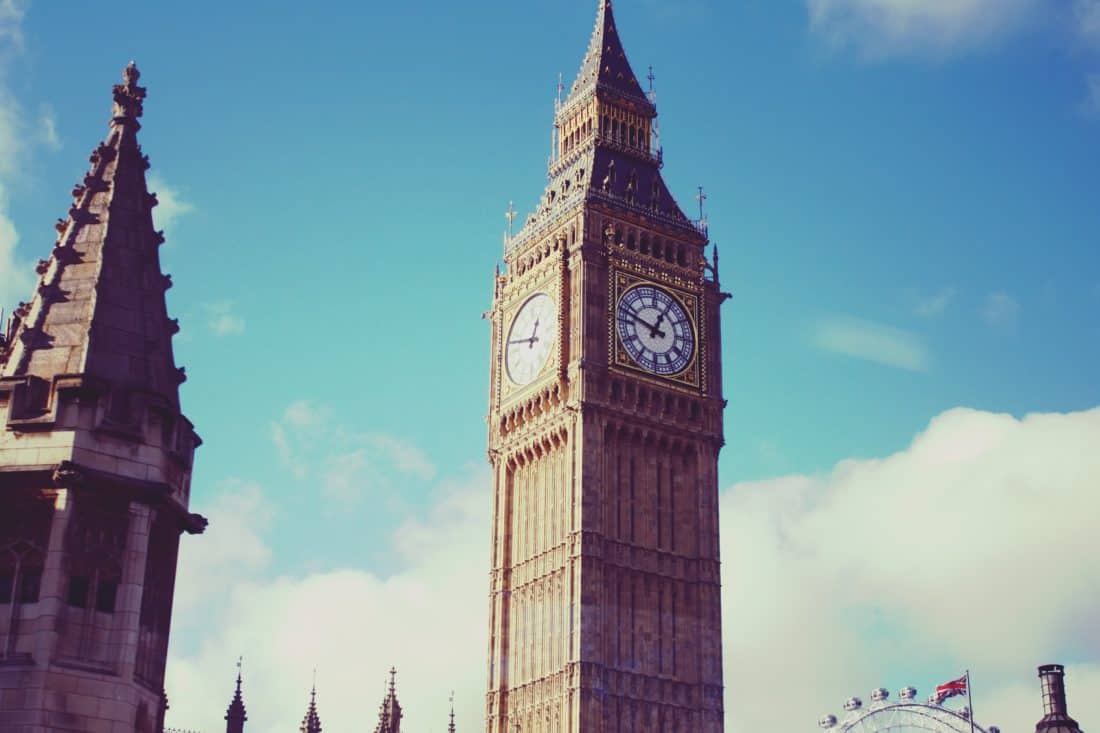 arkitektur, England, London, parlamentet, klocka, torn, city, blå himmel, landmärke, Utomhus