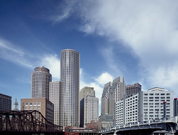 arkitektur, by, Metropol, downtown, bybilledet, cloud, blå himmel, moderne