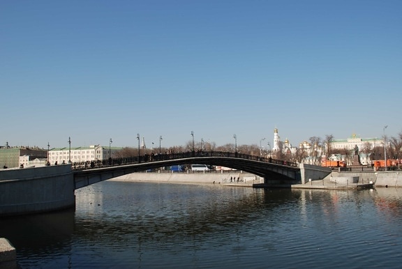 Street, vand, bridge, floden, arkitektur, blå himmel, by, pier