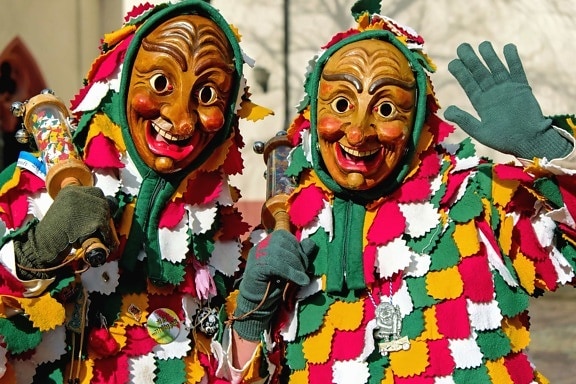 festival, costume, mask, attire, street, person