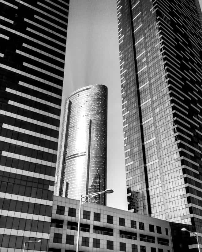architecture, city, downtown, monochrome, building, window, tower, urban, contemporary