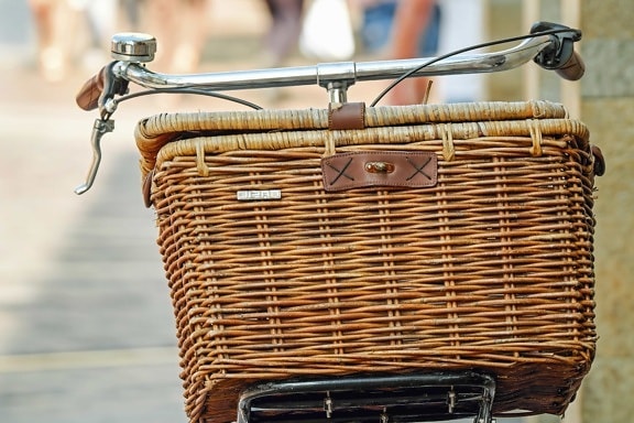 cesta de mimbre, bicicleta, transporte, madera, metal, mimbre