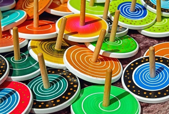игра, ротация, играчка, цветни, цветни, ос, кръг