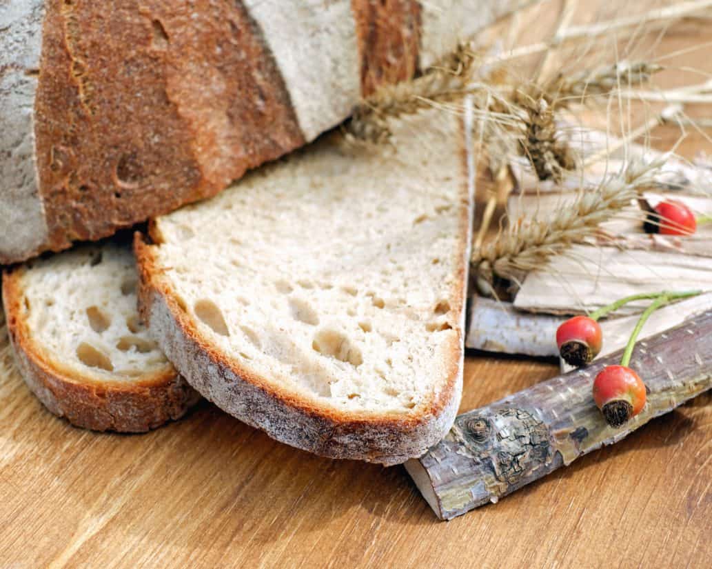 、自家製パン、有機、穀物、植物、木材、テーブル、小麦粉、朝食