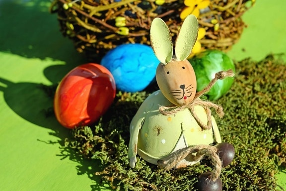 egg, Easter, rabbit, grass, colorful