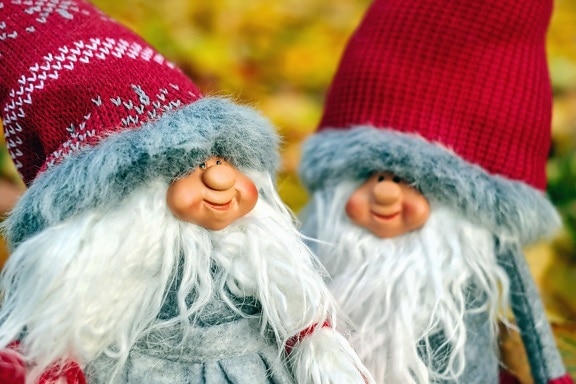 musim dingin, wol, boneka, mainan, topi, jenggot