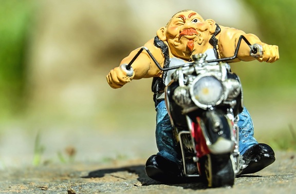 toy, motorcycle, doll, motorcyclist, object