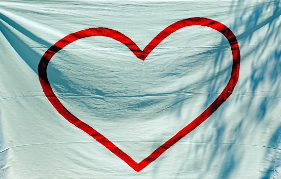 plátno, tažené, srdce, láska, červená, textilní