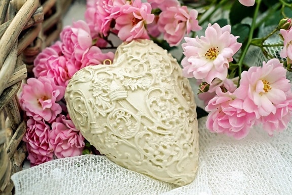 กุหลาบ ความรัก โรแมนติก ฟลอรา ดอกไม้ สีชมพู จัด ดอกไม้ หัวใจ รัก