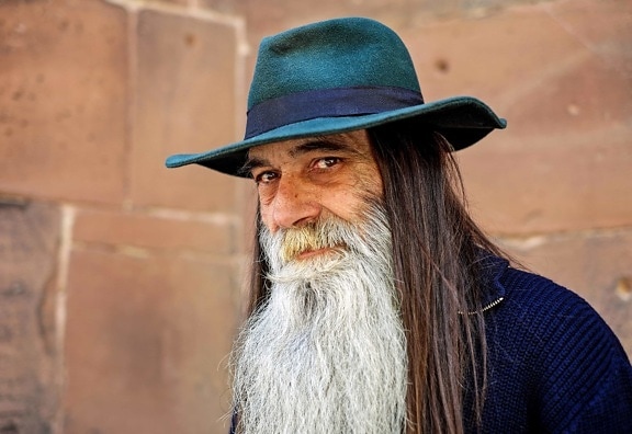 beard, mustache, portrait, hat, person, man, face, outdoor