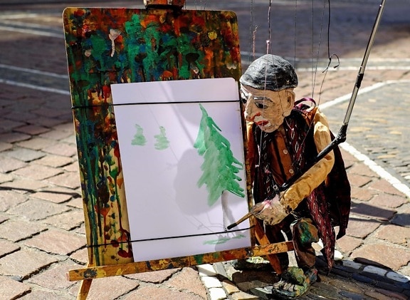 ศิลปะ ภาพวาด ตุ๊กตา ถนน ประสิทธิภาพ ศิลปิน