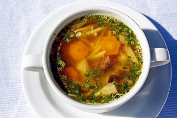 Vegetabilsk suppe bolle, parabol, middag, lunsj, mat, måltid, deilig