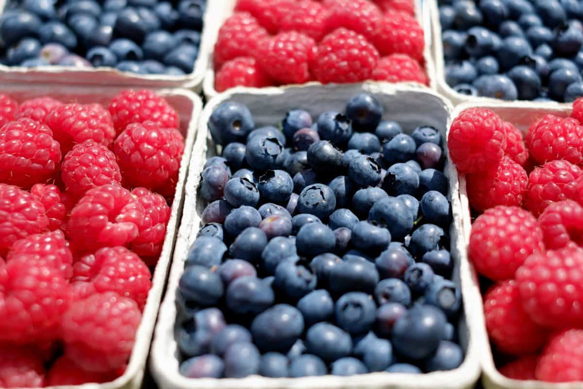 hindbær, frugt, blåbær, brombær, mad, marked, bær