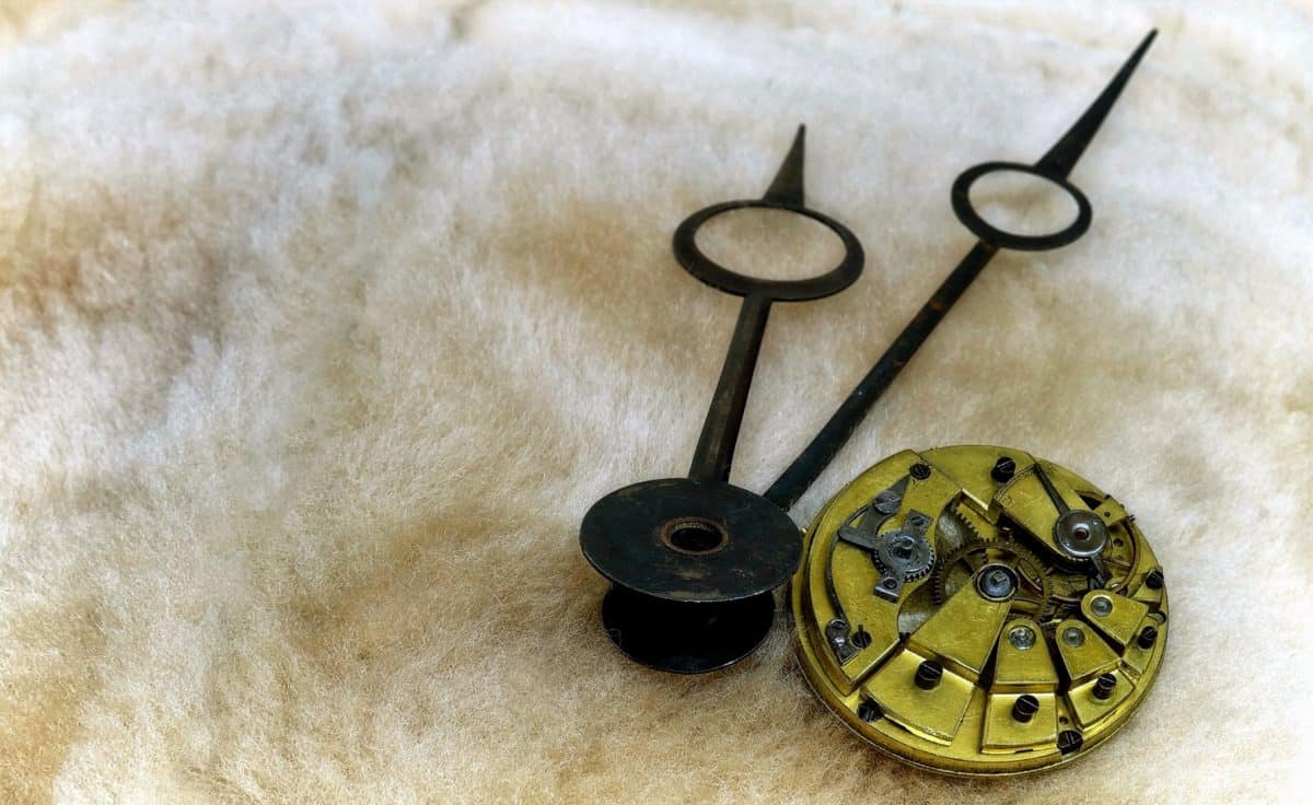 mechanisme, klok, horloge, metaal, deel, object