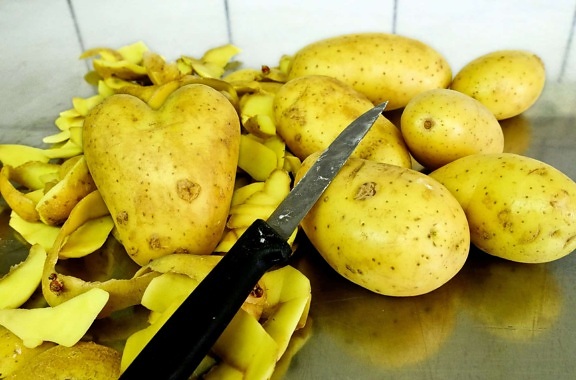 knife, potato, vegetable, organic, food, nutrition