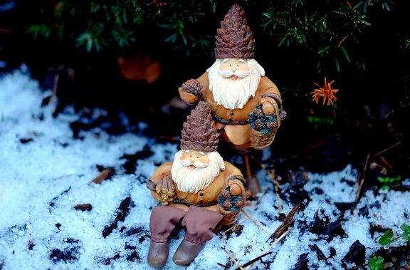 лялька іграшка бороду, зима, фігура, сніг, ліс, відкритий