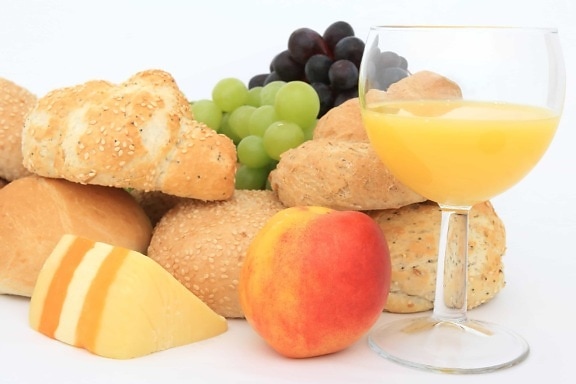음식, 맛 있는, 과일 칵테일, 과일, 빵, 치즈