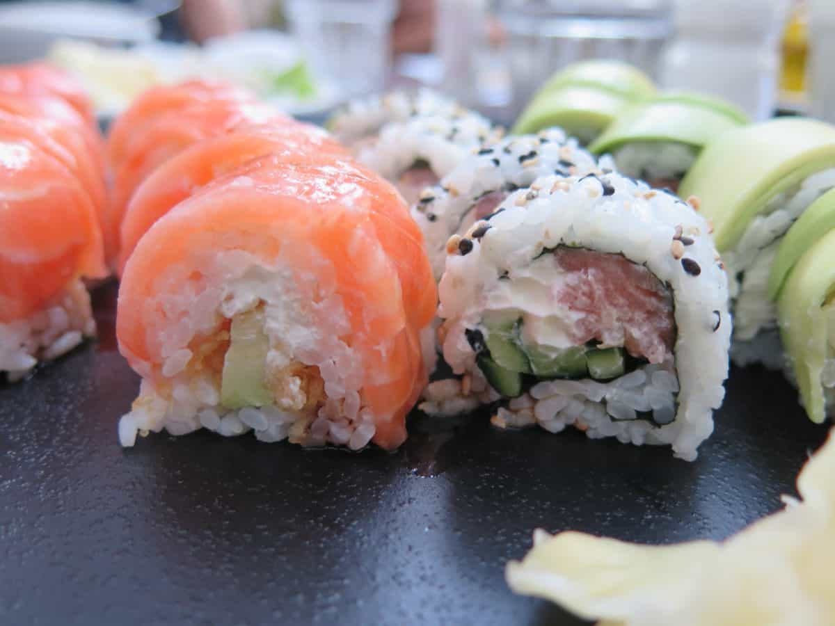 voorgerecht, garnalen, rijst, tonijn, sushi, vis, schaal-en schelpdieren