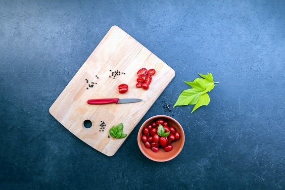 пипер, нож, дърво, листа, зеленчуци, подправка, органични