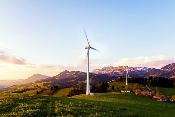sky, landscape, nature, mountain, hill, turbine, wind, ecology, environment, electricity