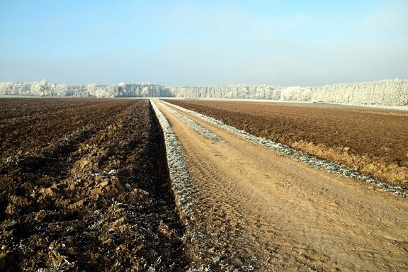 soil, agriculture, nature, sky, outdoor, road, snow, winter