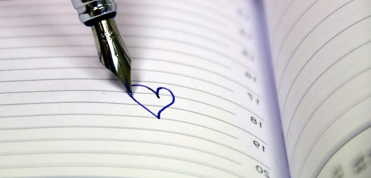 情书, 纸, 爱情, 浪漫, 笔记本, 钢笔, 心