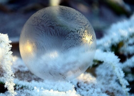 nature, winter, ice, reflection, snowflake, frost, macro, sphere