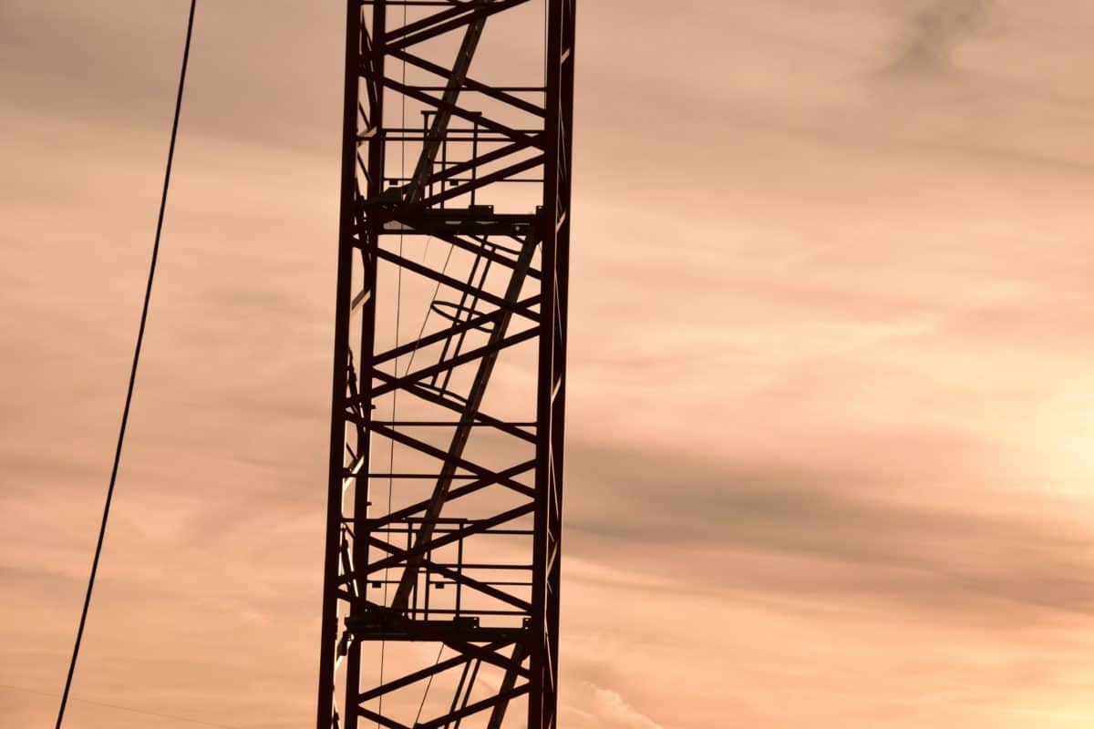 sky, industry, steel, metal, object, crane, cable, tower, high