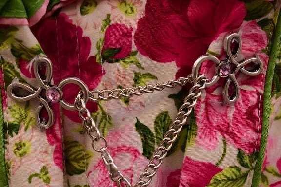 cadena, metal, decoración, color, tela, flor