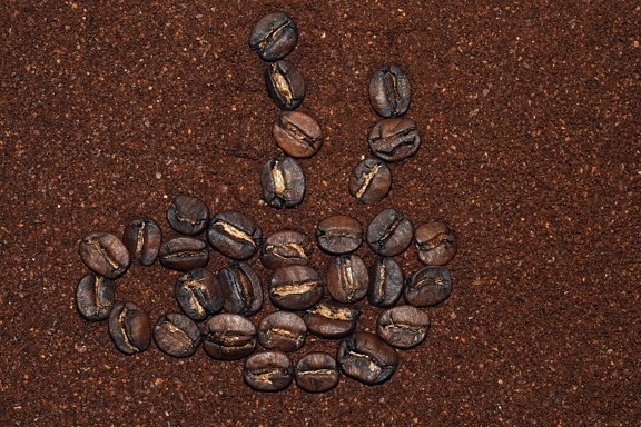 semente, assado, café, marrom, cafeína, marrom, detalhe, macro