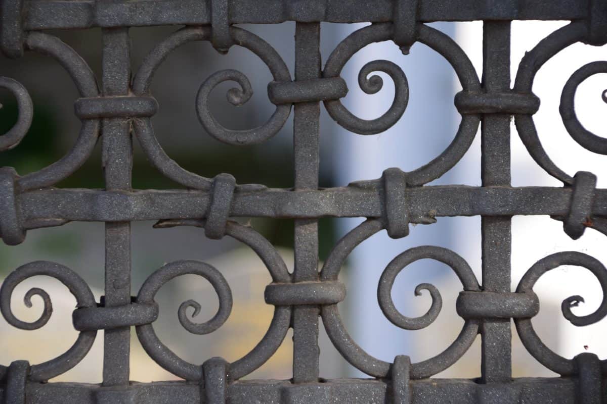 aço, padrão, molde, ferro, portão, antiguidade, segurança