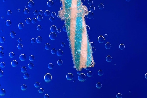 onderwater, zeepbel, water, blauw, drankje, vloeibaar, macro, detail