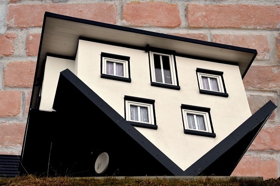 μινιατούρα, τοίχο, αρχιτεκτονική, γωνία, παράθυρο, σπίτι, πλαίσιο, σπίτι, τούβλο