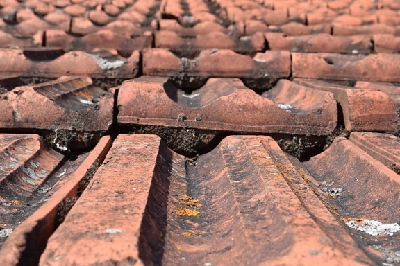 昔、屋根、粘土、赤, アウトドア, アーキテクチャ、表面