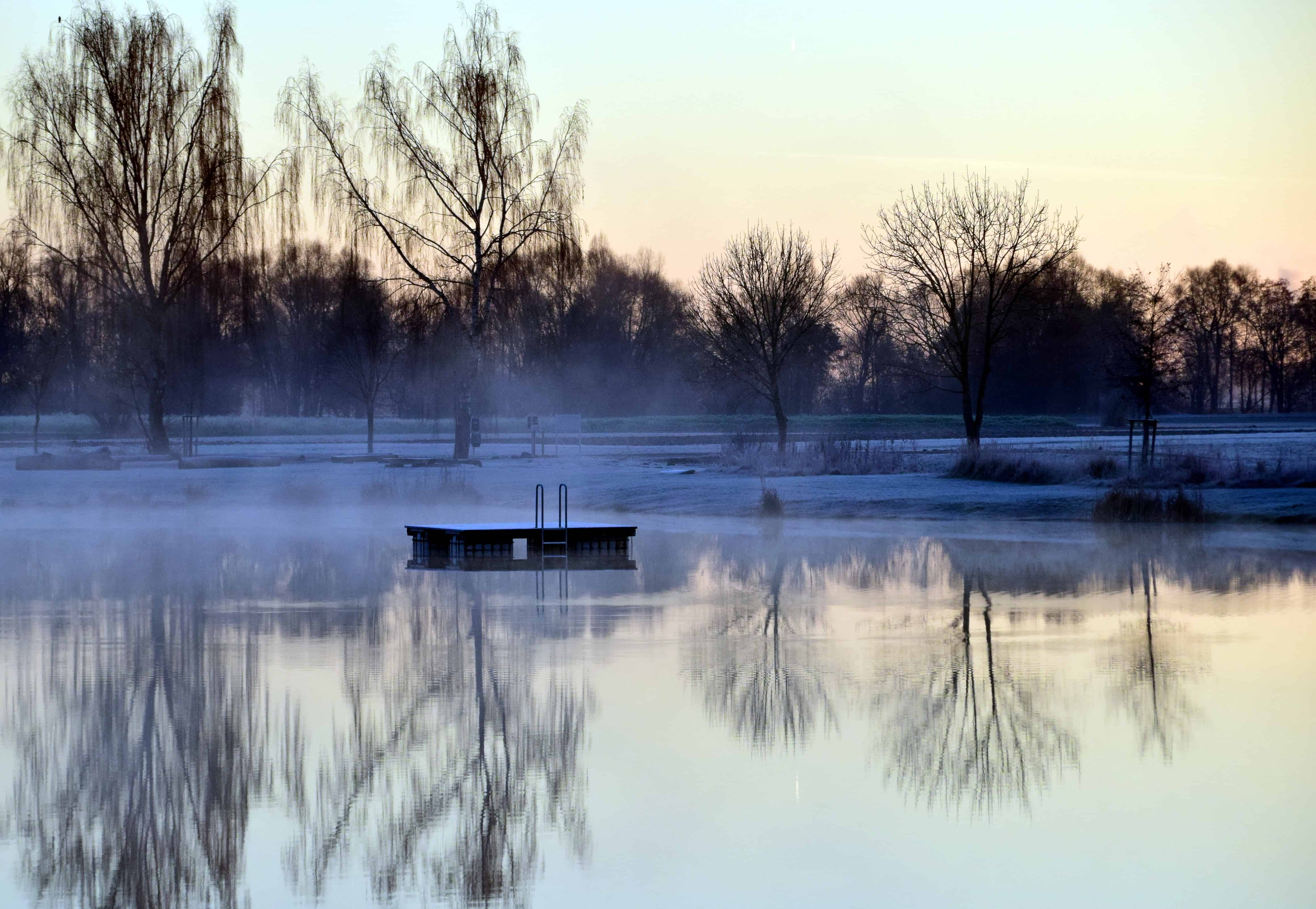 Image libre hiver reflet  eau  lac arbre paysage aube