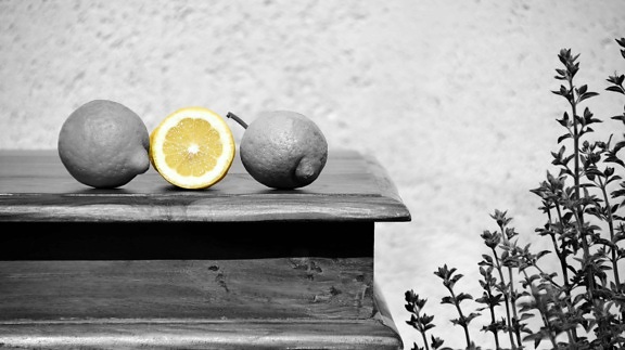 table, lemon, fruit, monochrome, food, wood, organic, vitamin